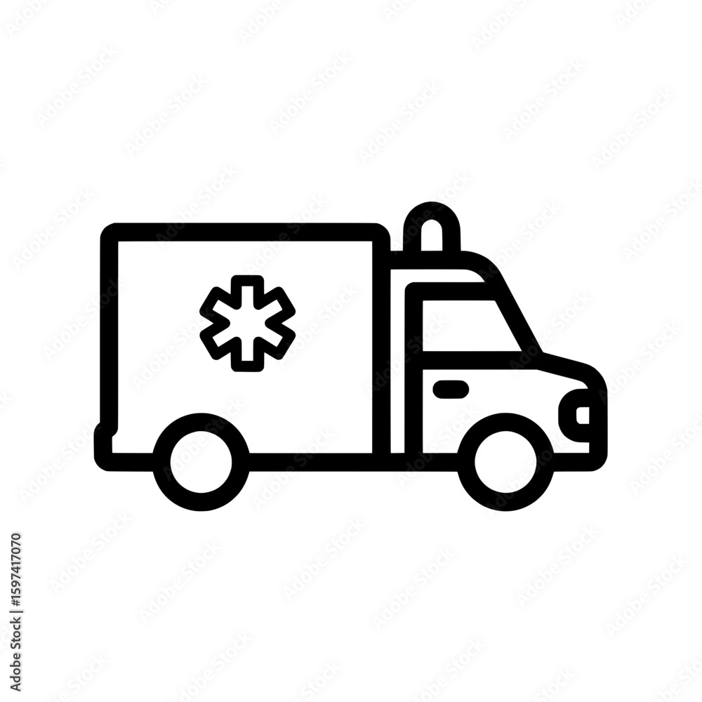 Ambulance vehicle with medical cross icon Ambulance vehicle with medical cross icon