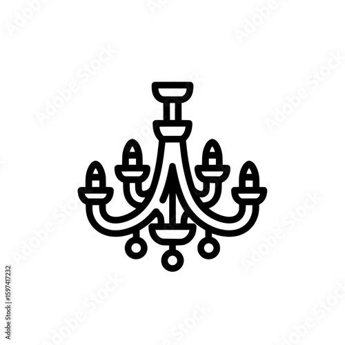 Chandelier with multiple light fixtures hanging from a decorative frame