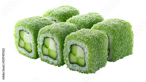 Cucumber Sushi Rolls Isolated on Transparent Backdrop