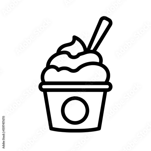Ice cream sundae with cherry and spoon on cup