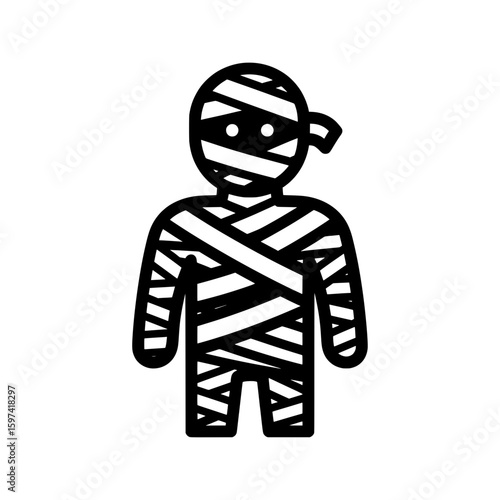 Mummy wrapped in bandages with bandaged head and limbs