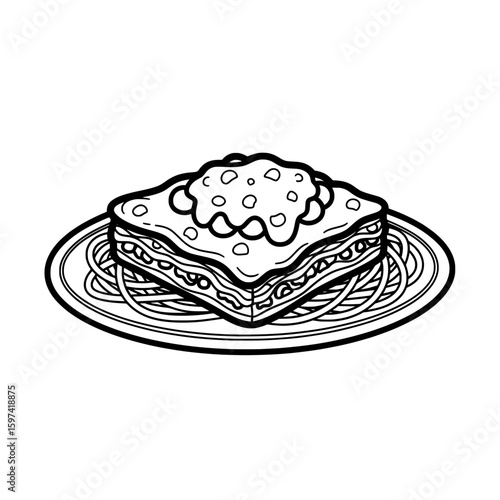 Spaghetti with meat sauce on a plate for dinner