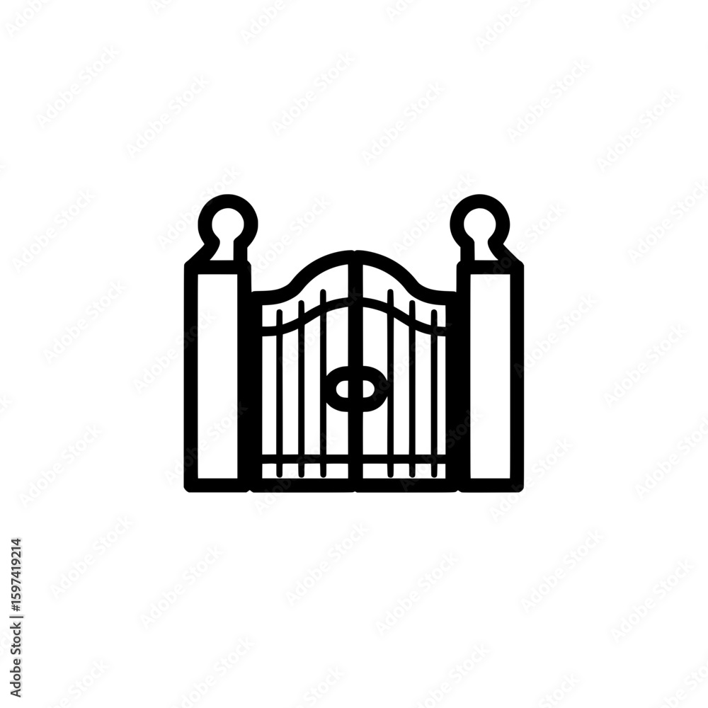 Wrought iron gate with decorative details Wrought iron gate with decorative details