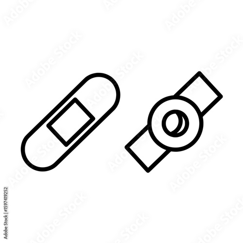 Bandage and medical tape icons for healthcare and first aid