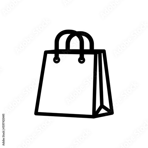 Shopping bag with handles and side folds on black background