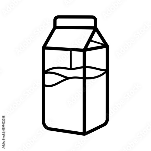 Outline of a milk carton with liquid inside for food packaging