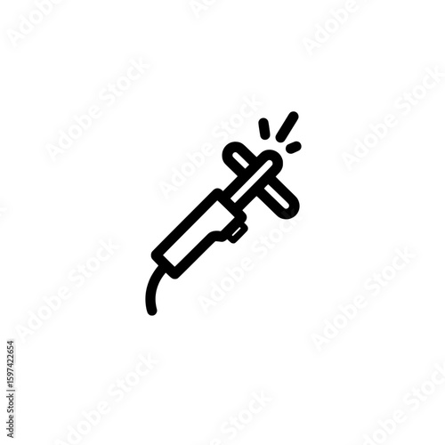 Syringe icon with alert lines for medical or vaccination concepts
