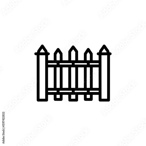 Wooden picket fence with pointed tops for garden and outdoor spaces