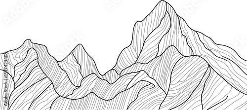 Abstract mountain range with flowing lines and shading vector