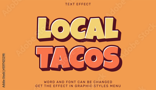 Stylish local tacos text effect with vibrant colors and bold 3d typography