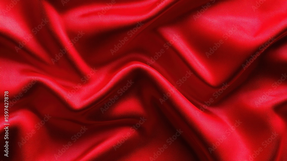 Fototapeta premium Close-up view of deep red satin fabric.