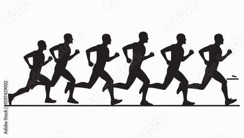 runner silhouette vector set, running man woman sequence, motion, athletic vector illustration, dynamic jog, fitness movement animation, isolated runners on white, exercise illustration, human activit
