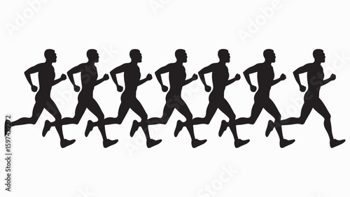 runner silhouette vector set, running man woman sequence, motion, athletic vector illustration, dynamic jog, fitness movement animation, isolated runners on white, exercise illustration, human activit