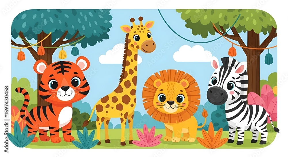 Naklejka premium animals in the jungle