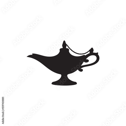 silhouette of alladin magic lamp vector isolated on white background
