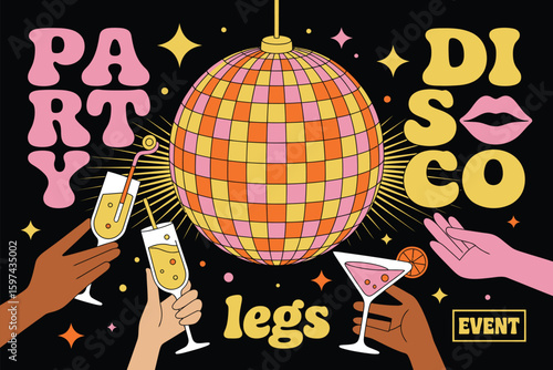 Disco-Themed Retro Vector with Bold Nightclub Vibe

