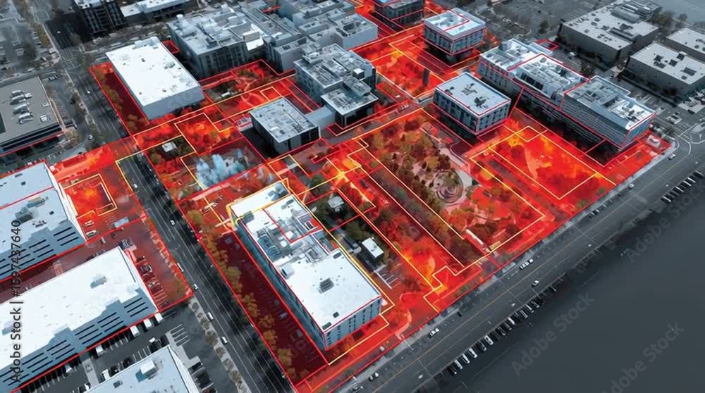 Dcim software. Data Center Infrastructure Management. Aerial view of ...