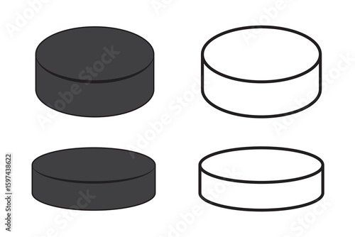 set of Hockey Puck icon silhouette vector illustration