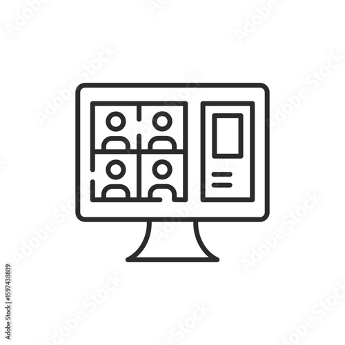 Video conference screen icon. Simple video conference screen icon for social media, app and web design. Vector illustration