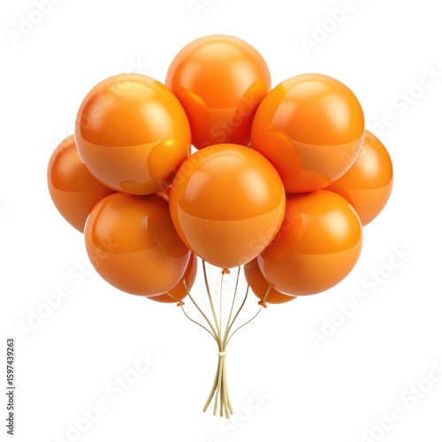 Wallpaper Mural Cluster of bright orange balloons tied together isolated on white background Torontodigital.ca