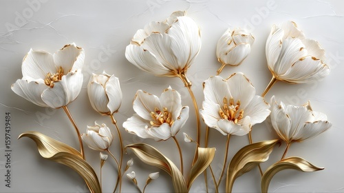 White Flowers With Golden Accents