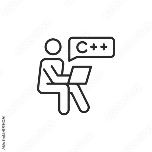 C programming icon. Simple C programming icon for social media, app and web design. Vector illustration.