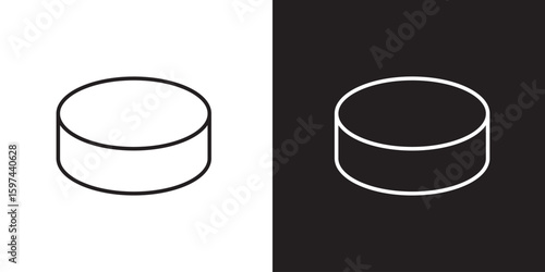 Hockey puck icon symbol collection on white background.