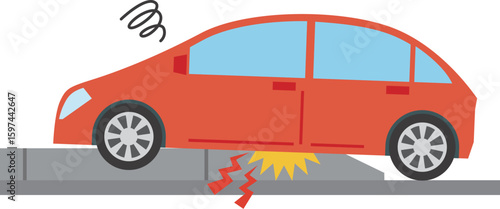 縁石に乗り上げる車