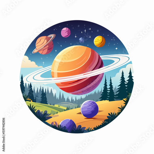 Majestic cosmic landscape with planets