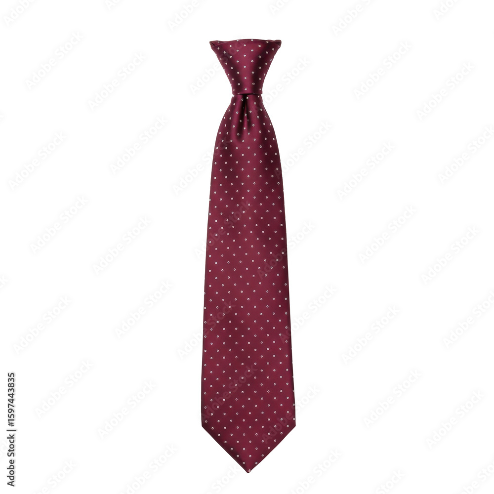 Maroon necktie with white polka dots, classic formal wear accessory Maroon necktie with white polka dots, classic formal wear accessory