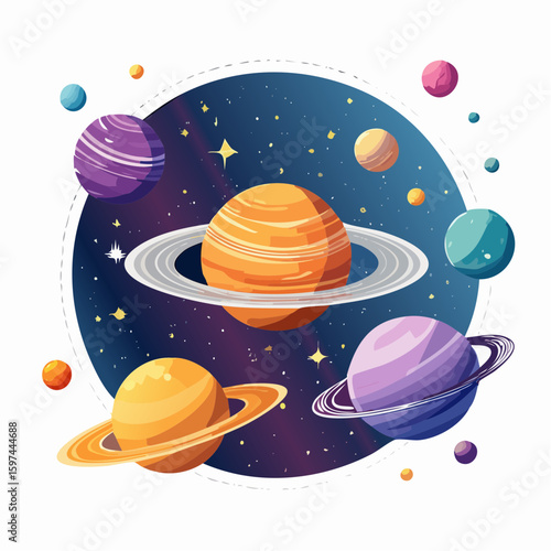 Majestic cosmic landscape with planets