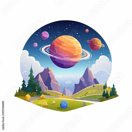 Majestic cosmic landscape with planets
