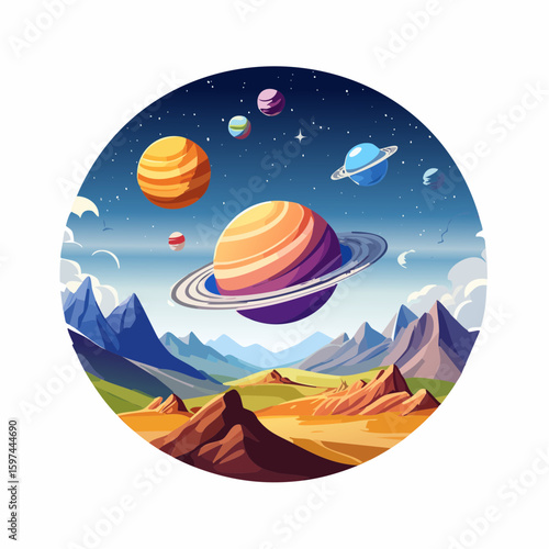 Majestic cosmic landscape with planets