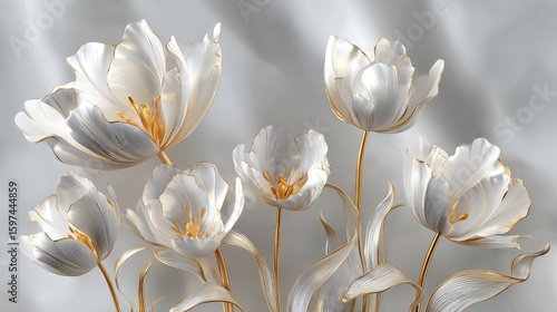 Elegant White And Gold 3D Flowers Bouquet