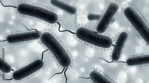 3D animation of listeria monocytogenes bacteria, a foodborne pathogen under microscope view