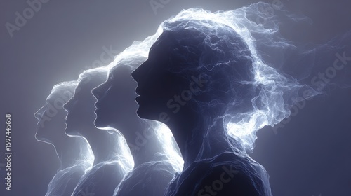 Wallpaper Mural Abstract depiction of flowing ethereal female silhouettes against a gradient background Torontodigital.ca