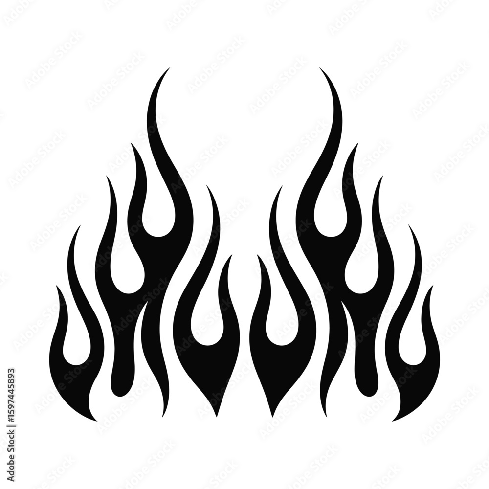 Black Flames Design Element for Car Graphics and Tattoo Ideas