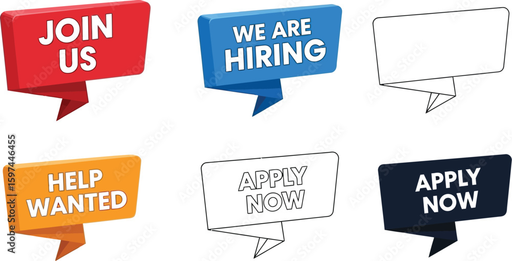 Job openings and career opportunities: we are hiring, apply now, join us, and help wanted vector set vector Job openings and career opportunities: we are hiring, apply now, join us, and help wanted vector set vector