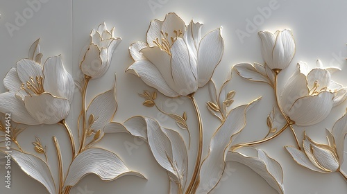 Delicate White Flowers With Gold Accents