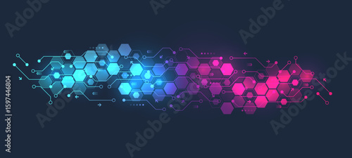Motherboard technology circuit board texture design. Creative idea AI banner concept for internet technology. Digital motherboard concept for poster, cover, banner, header, web presentation template.