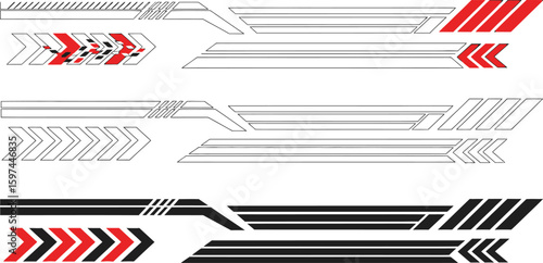 Automotive graphics vector art for vehicle car truck racing stripes and decals design template elements vector