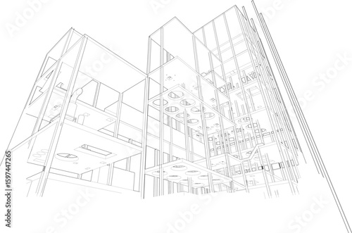 3D illustration of industrial project