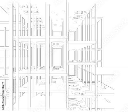 3D illustration of industrial project