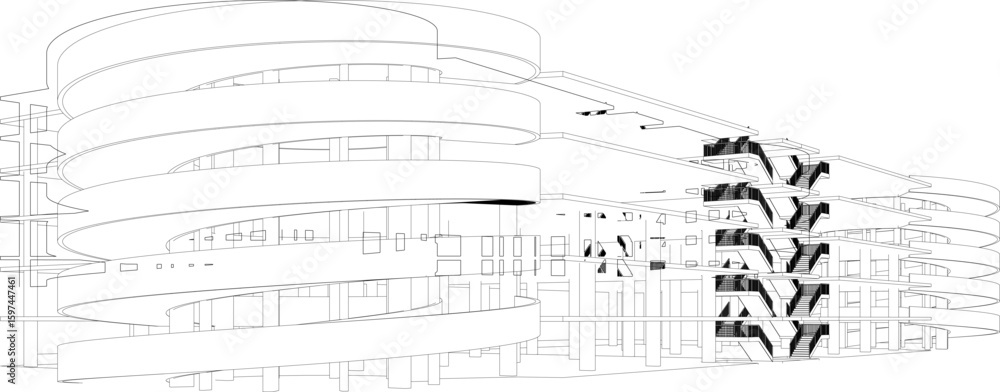 Fototapeta premium 3D illustration of parking facility