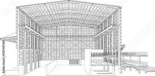 3D illustration of industrial project