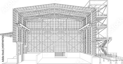 3D illustration of industrial project