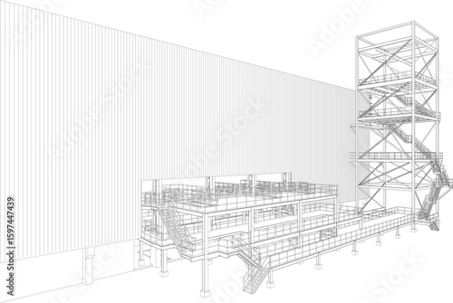 3D illustration of industrial project