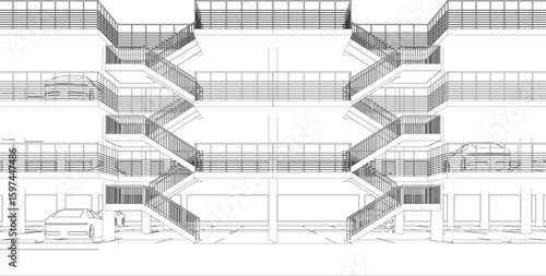 3D illustration of parking facility