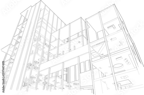 3D illustration of industrial project