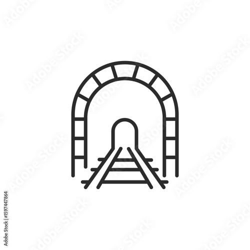 Railway tunnel icon. Simple tunnel with rail track icon for social media app and web design. Vector illustration
